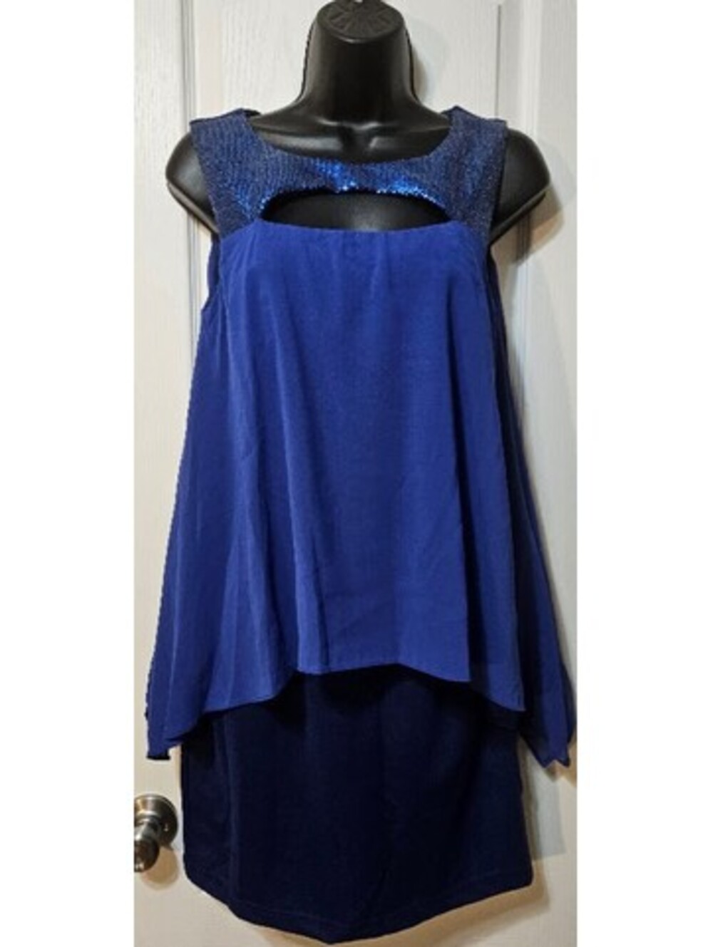 Katia Sequin Party Dress Medium NWT Royal Blue Holiday Glam